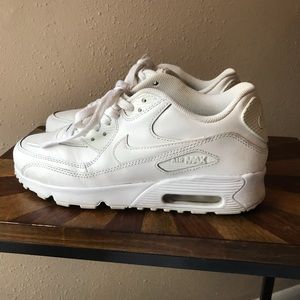 Nike Air Max 90, all white boys size 7 women’s 9